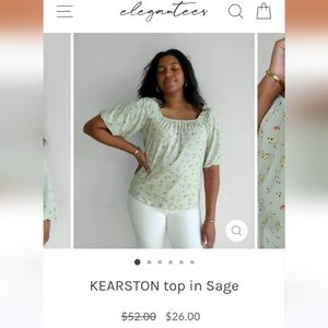 Elegantees floral sage top